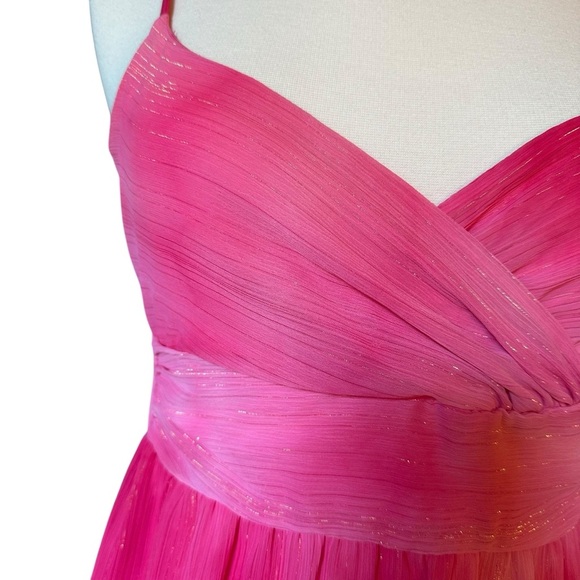 H&M | Women's Pink Shimmer Threads Asymmetrical A-Line Dress Size 6 - Picture 3 of 14